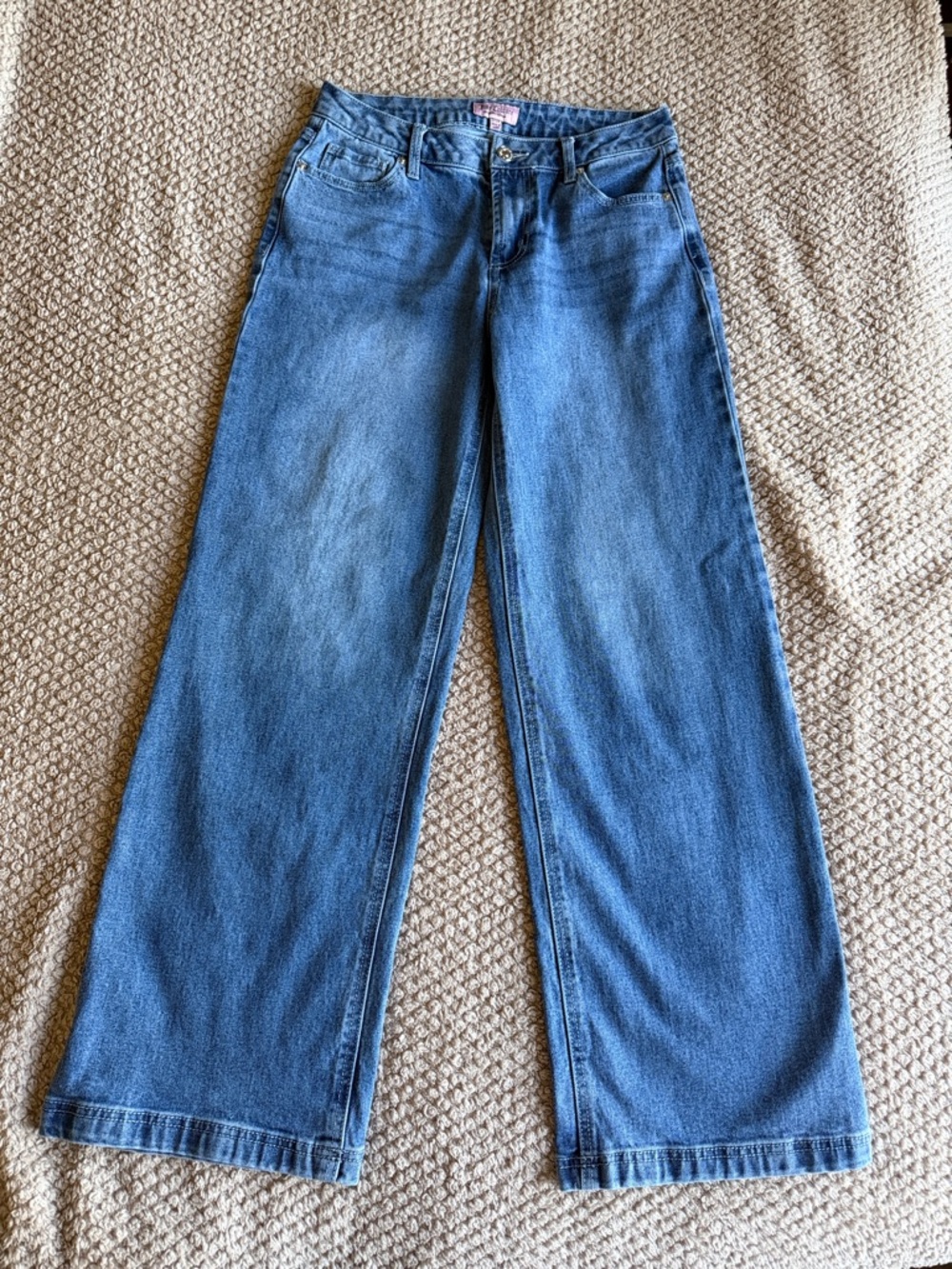 Juicy Couture Wide-Leg Jeans in Medium Blue Denim